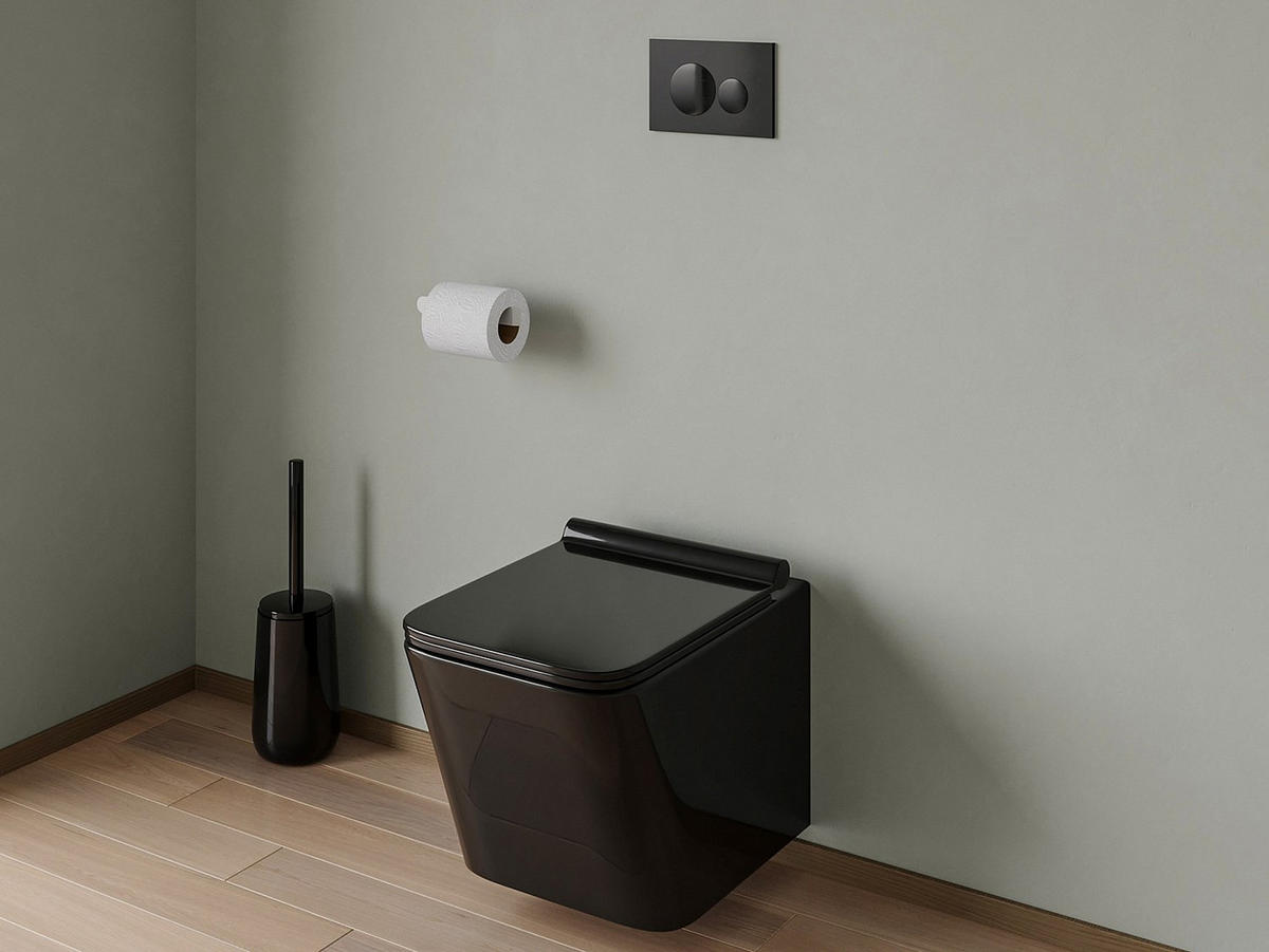 HÄNGE WC - 35.5 cm x 51.5 cm - keramik - schwarz Clemona - Schwarz, Keramik (35.5/34/51.5cm) - Vente-Unique