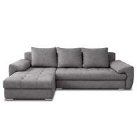 ECKSOFA L Form Manisa Grau 234/145/83 cm Links mit Schlaffunktion - Silberfarben/Grau, Kunststoff/Textil (145/234cm) - AX Living