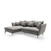 ECKSOFA SOLE Grau Plüsch-Stoff mit Schlaffunktion - Grau, Holz (258/167cm) - MASSENO