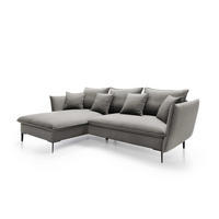 ECKSOFA SOLE Grau Plüsch-Stoff mit Schlaffunktion - Grau, Holz (258/167cm) - MASSENO