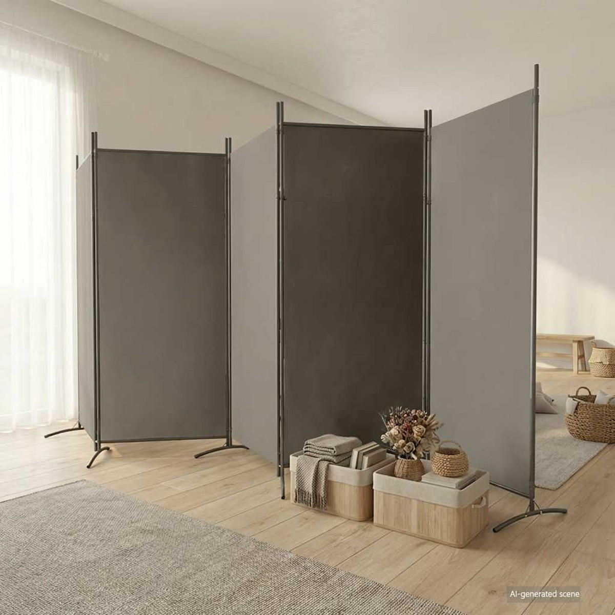 PARAVENT 5-teilig Anthrazit 433/180 Cm Stoff - Anthrazit, Textil (433/180/0.1cm) - vidaXL