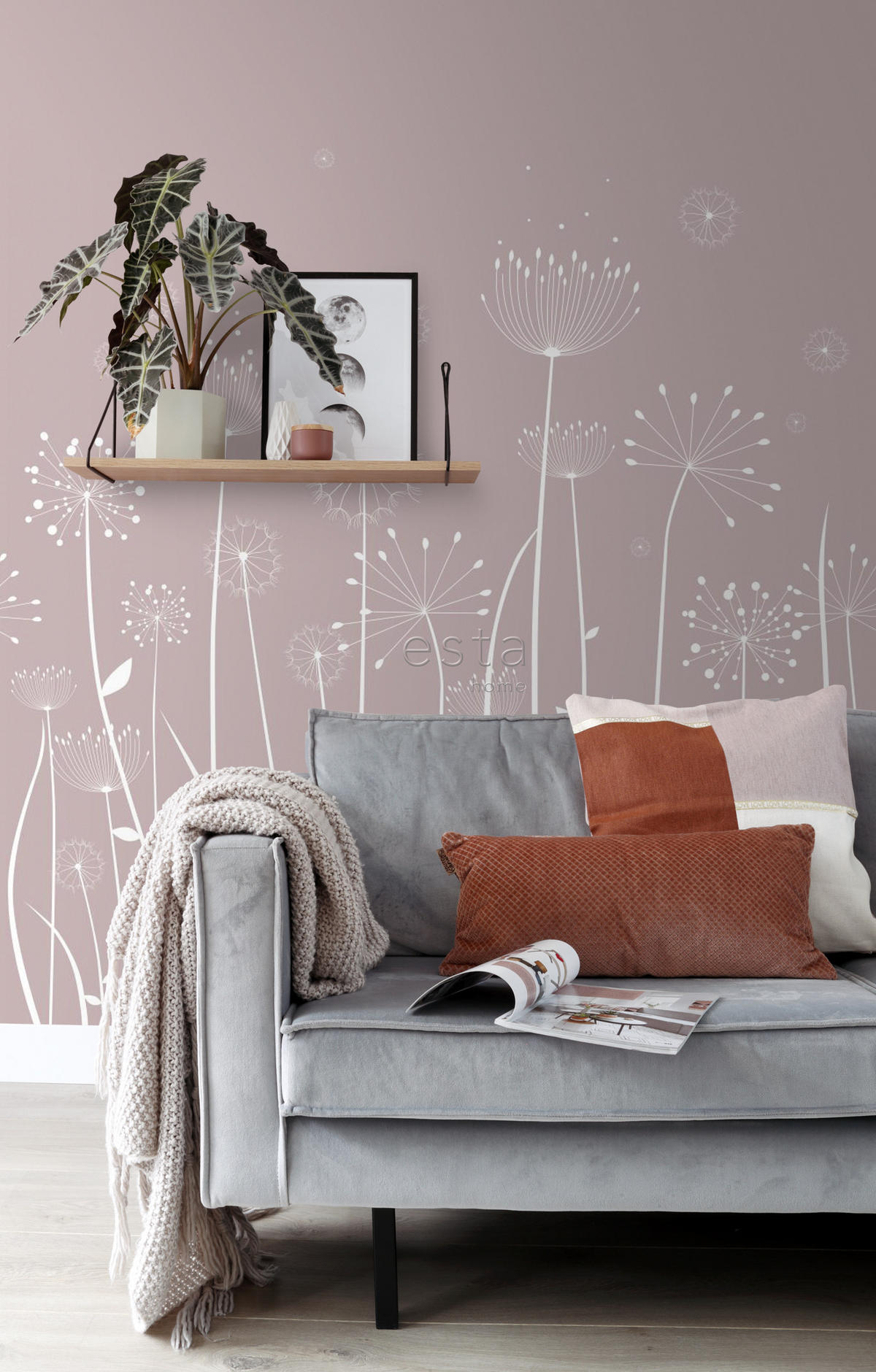 FOTOTAPETE Pusteblume 200 x 279 cm - Pink, Papier (200/279cm) - ESTAhome