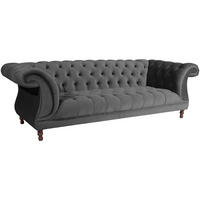 CHESTERFIELD Sofa 3-Sitzer Kaylin Samtvelours anthrazit - Anthrazit, Kunststoff (253/80/100cm) - 58aufmkessel