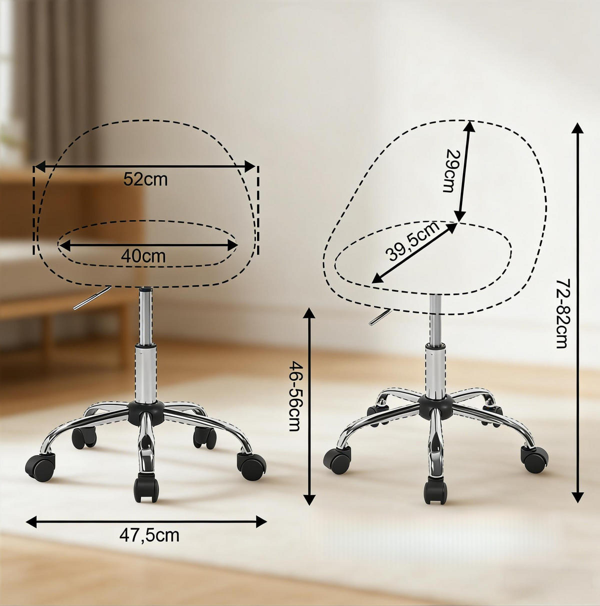 BÜROSTUHL höhenverstellbar drehbar Samt Light Grey - Hellgrau, Metall (52/82/47.5cm) - Meubliv