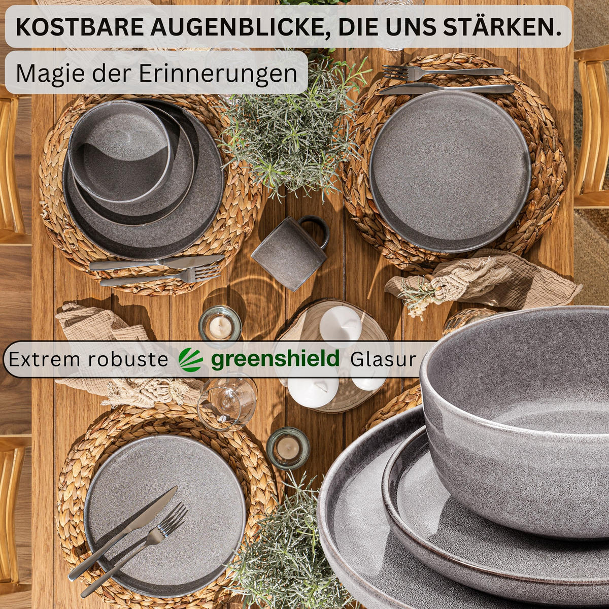 TAFELSERVICE KAIRO MONDGRAU - 24 teilig aus Steingut - Dunkelgrau, Keramik (70/30/70cm) - Sänger