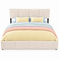 POLSTERBETT 160/200 mit Bettkasten und höhenverstellbarem Kopfteil in Beige - Beige, Holzwerkstoff/Textil (160/200cm) - EVRYAE