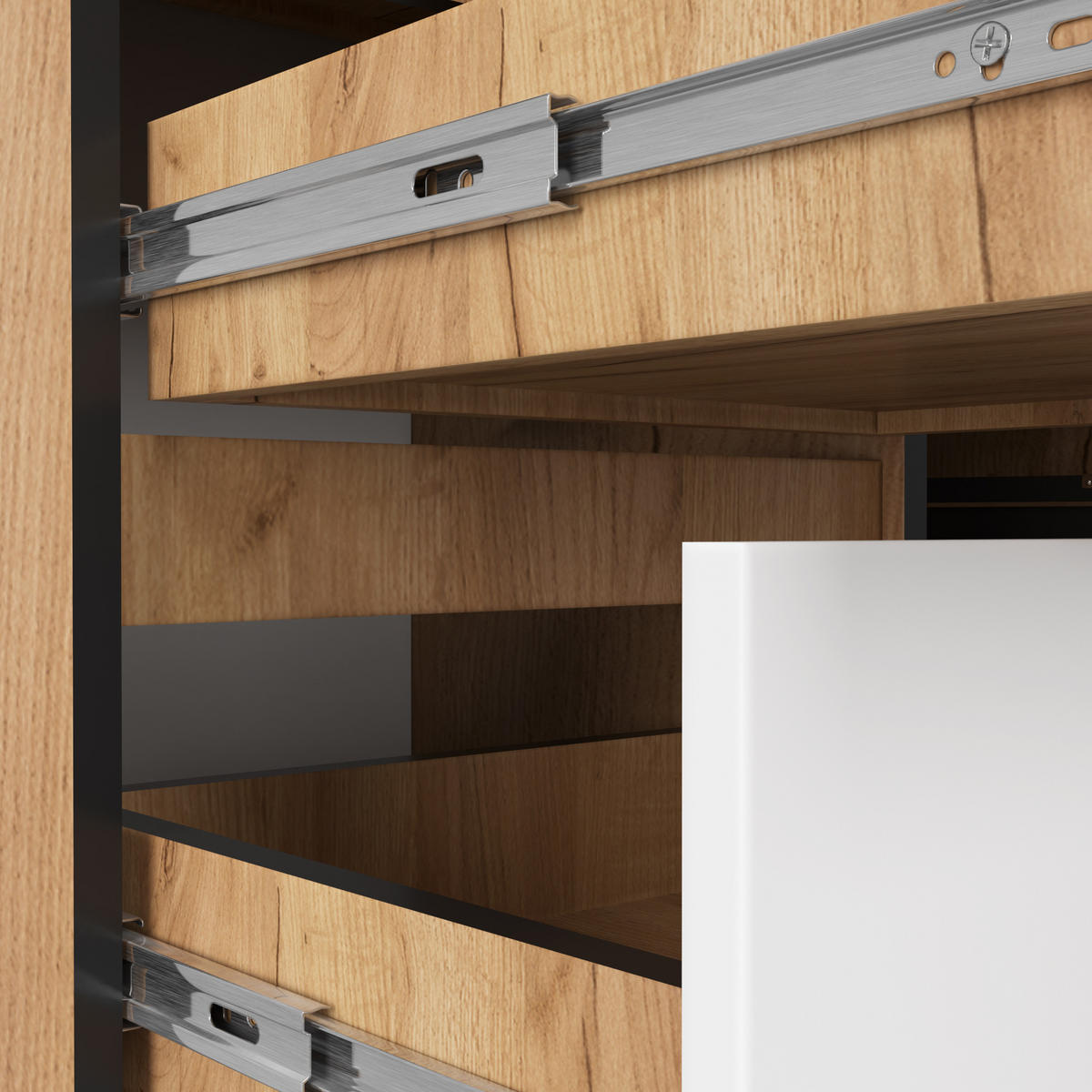 ECKSCHREIBTISCH Eichefarben, Weiß 155x85x77 cm - Eichefarben/Weiß, Holzwerkstoff (85/155/77cm) - Akord