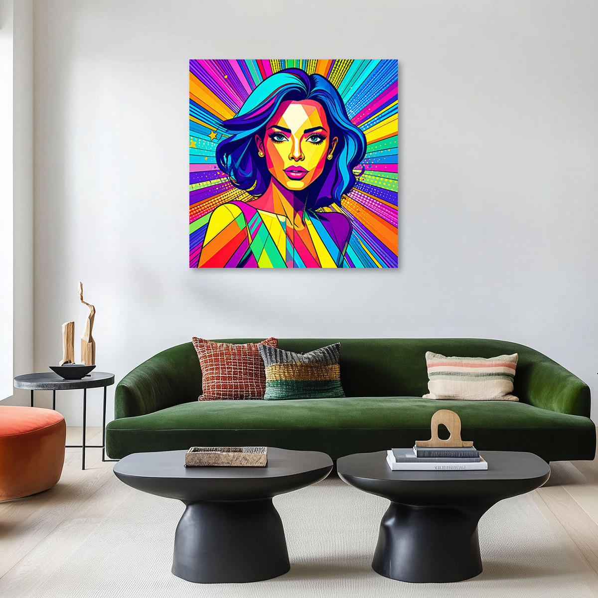 BILD auf Leinwand, Pop Art Stil farbenfrohe moderne Frau - Multicolor, Textil (20/20cm) - Feeby