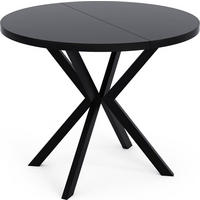 ESSTISCH Valeo runder ausziehbarer, Schwarz 120-200/120/76 cm - Schwarz, Holzwerkstoff/Metall (120/120/76cm) - WFL GROUP