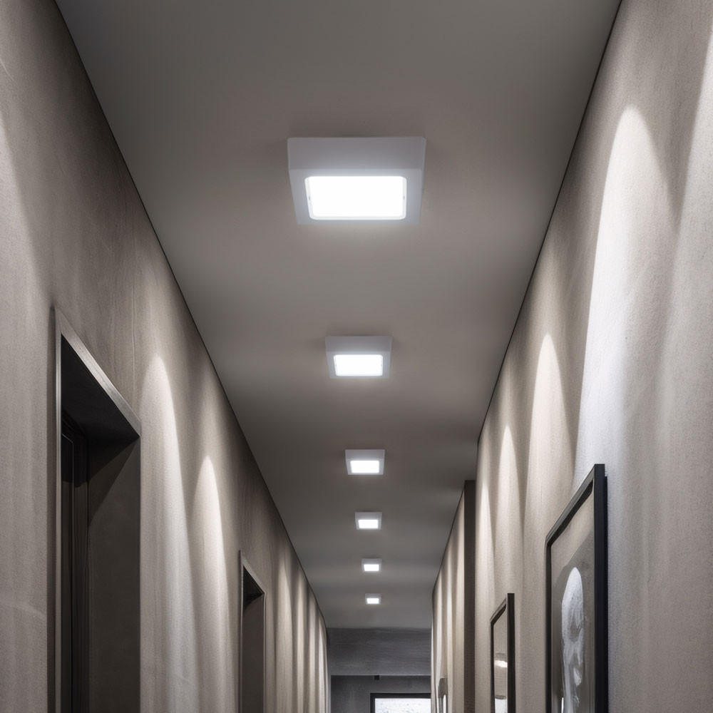 LED DECKENLEUCHTE Aufbau Weiß 6er Set - Weiß, Kunststoff (12/12/3cm)