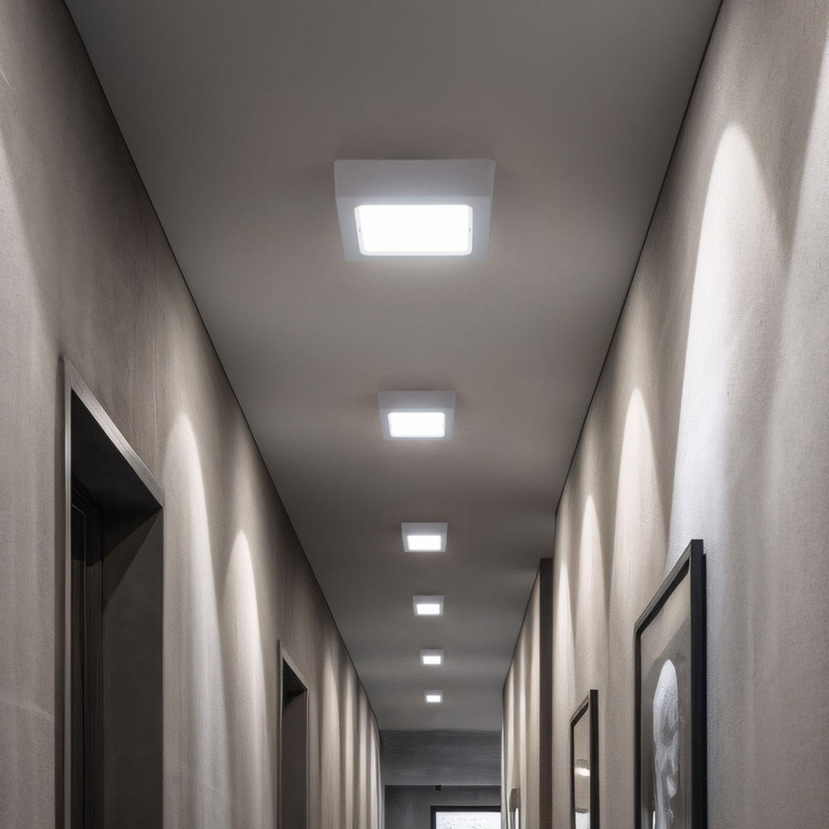 LED DECKENLEUCHTE Aufbau Weiß - Weiß, Kunststoff (12/12/3cm)