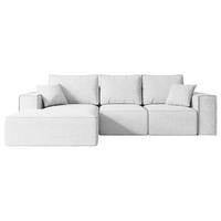 ECKSOFA mit Schlaffunktion und Bettkasten SERRA-L-S - 266x161x87 cm Weiß Bouclé - Schwarz/Weiß, Holzwerkstoff/Kunststoff (266/161cm) - ALTDECOR