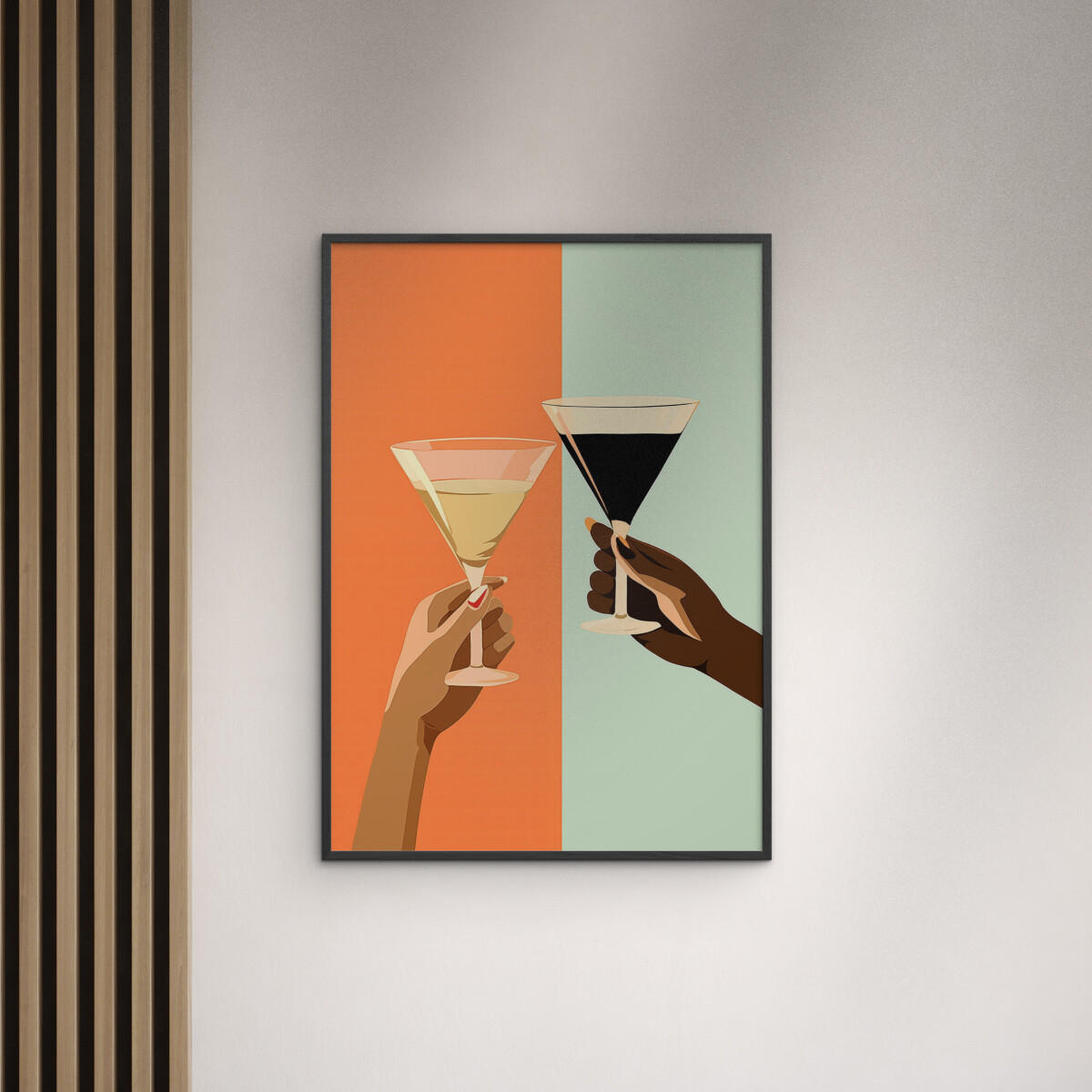 POSTER mit Rahmen Andreas Magnusson - A Toast for Two - Multicolor/Schwarz, Holz/Papier (70/100cm) - Poster&Frame