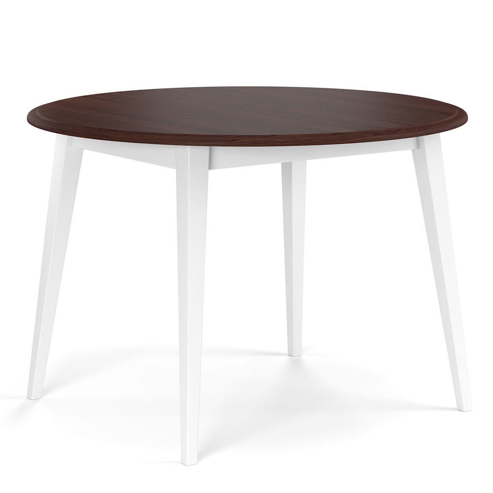 ESSTISCH Belluno Elegante Kiefer weiß (RAL9010) lackiert / Kiefer gebeizt, Nussbaumfarben 90 / 90 / 74,5cm - Nussbaumfarben/Weiß, Holz (90/90/75cm) - Feldmann-Wohnen