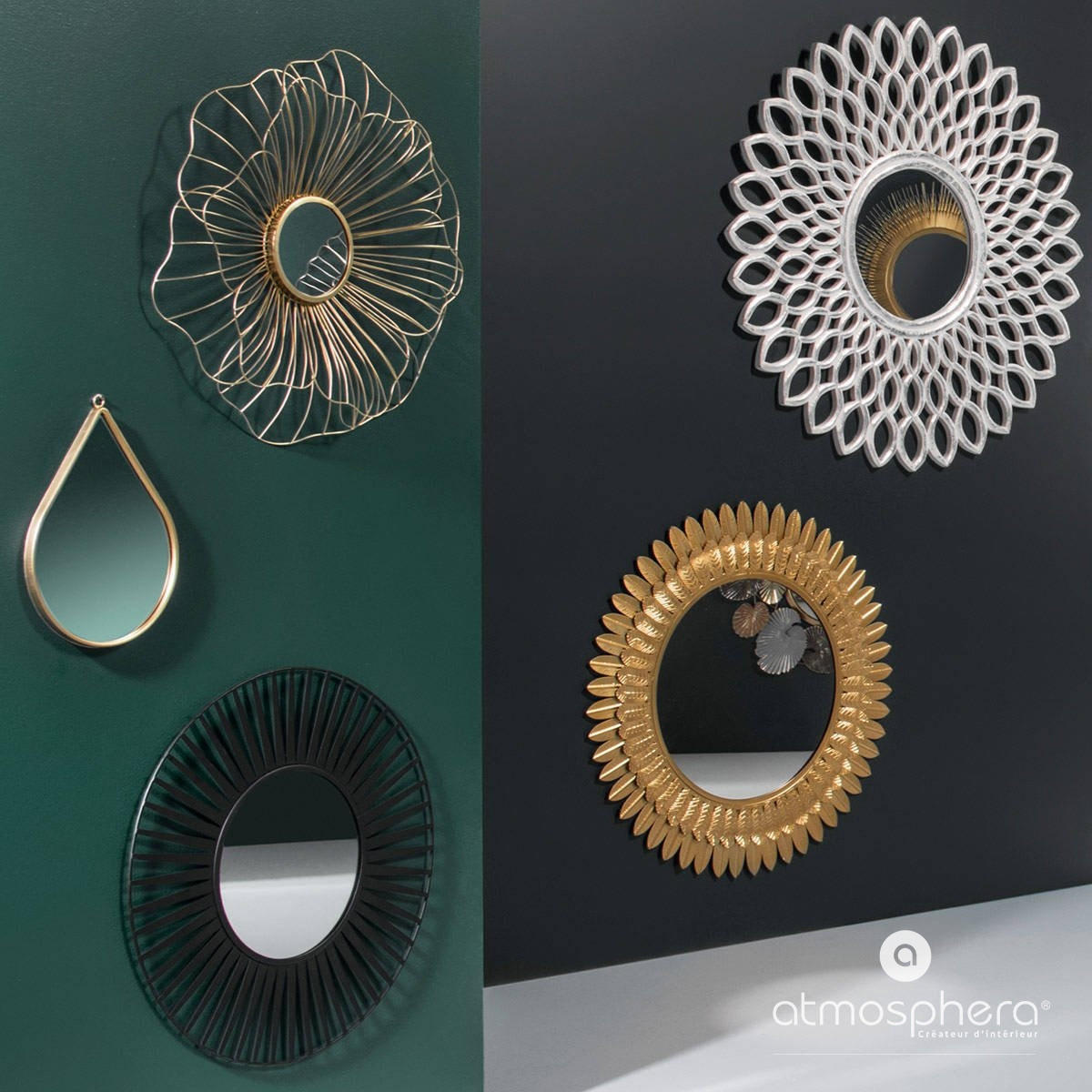 DEKO-SPIEGEL tropfenförmig 21/1,2/29 cm - Goldfarben, Metall (1.2/29/21cm) - Atmosphera Createur d´interieur