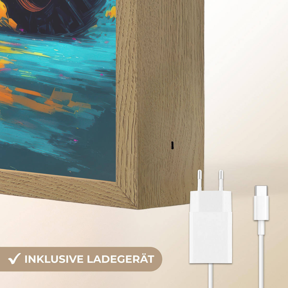 NÁSTĚNNÁ LAMPA S AKUMULÁTOREM Abstrakt - Traktor - Zelený 30x40 cm - tmavě modrá, kompozitní dřevo (30/40/8cm) - OnlyWow