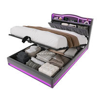POLSTERBETT 140/200 cm Grau mit Bettkasten und LED-Beleuchtung - Grau, Holz (140/200cm) - SHOPENTRA