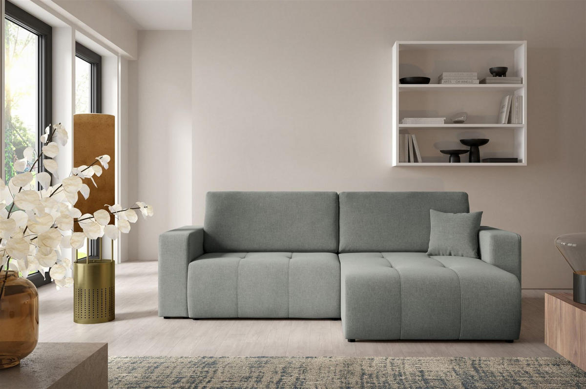 ECKSOFA Augusto - Grau, Holzwerkstoff/Textil (244/149cm) - Fun Möbel
