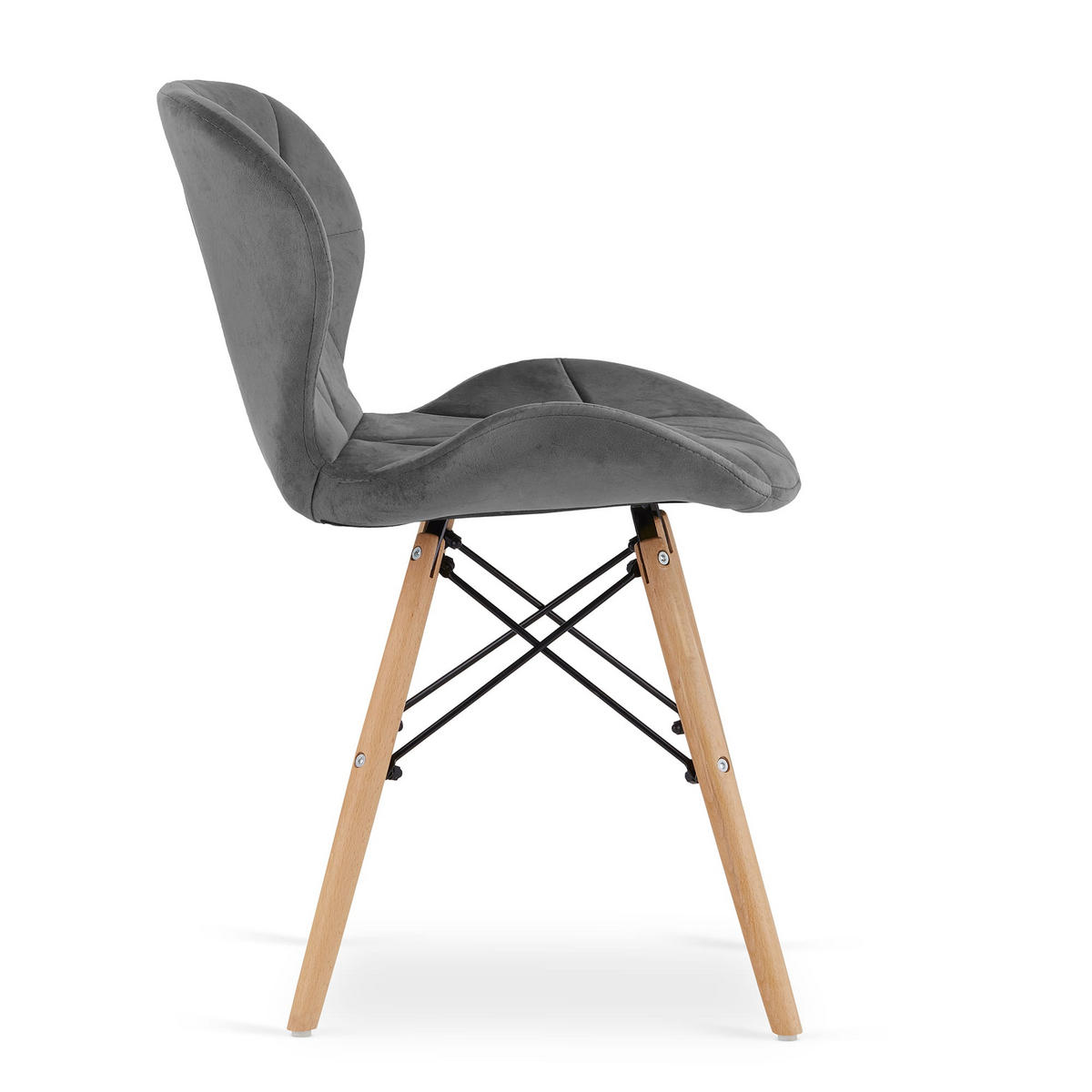 STUHL AMATRICE 4-er Set, Grau, mit Samtstoff gepolstert - Hellgrau, Holz/Textil (48/74/53cm) - Komodee