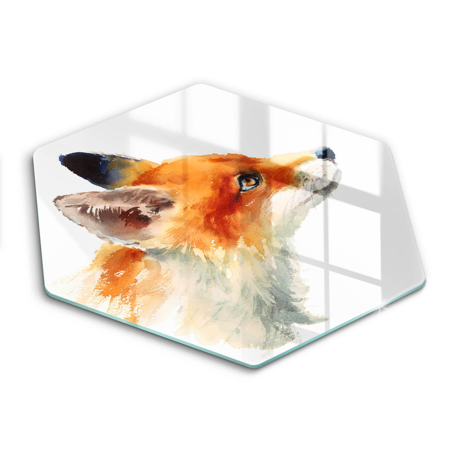 GLASPLATTE 40 cm Gemalter Fuchs - Orange, Glas (40/40cm) - Wallfluent