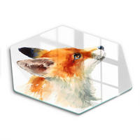 GLASPLATTE 40 cm Gemalter Fuchs - Orange, Glas (40/40cm) - Wallfluent