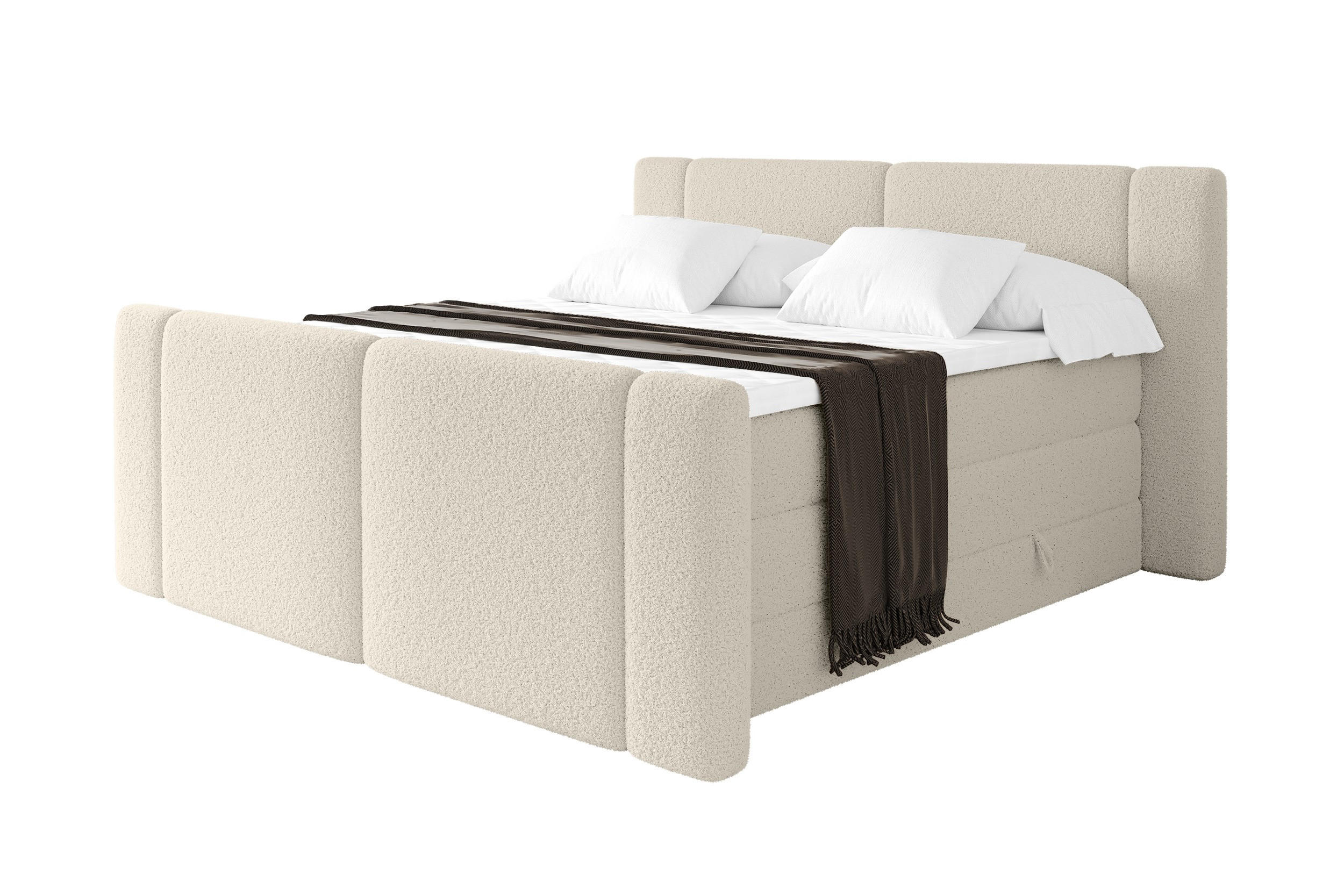 BOXSPRINGBETT mit Matratze H3/H4 - EVON KING Zanozek - 140x200 cm Beige - Kaschmir, Holzwerkstoff (140/200cm) - ALTDECOR