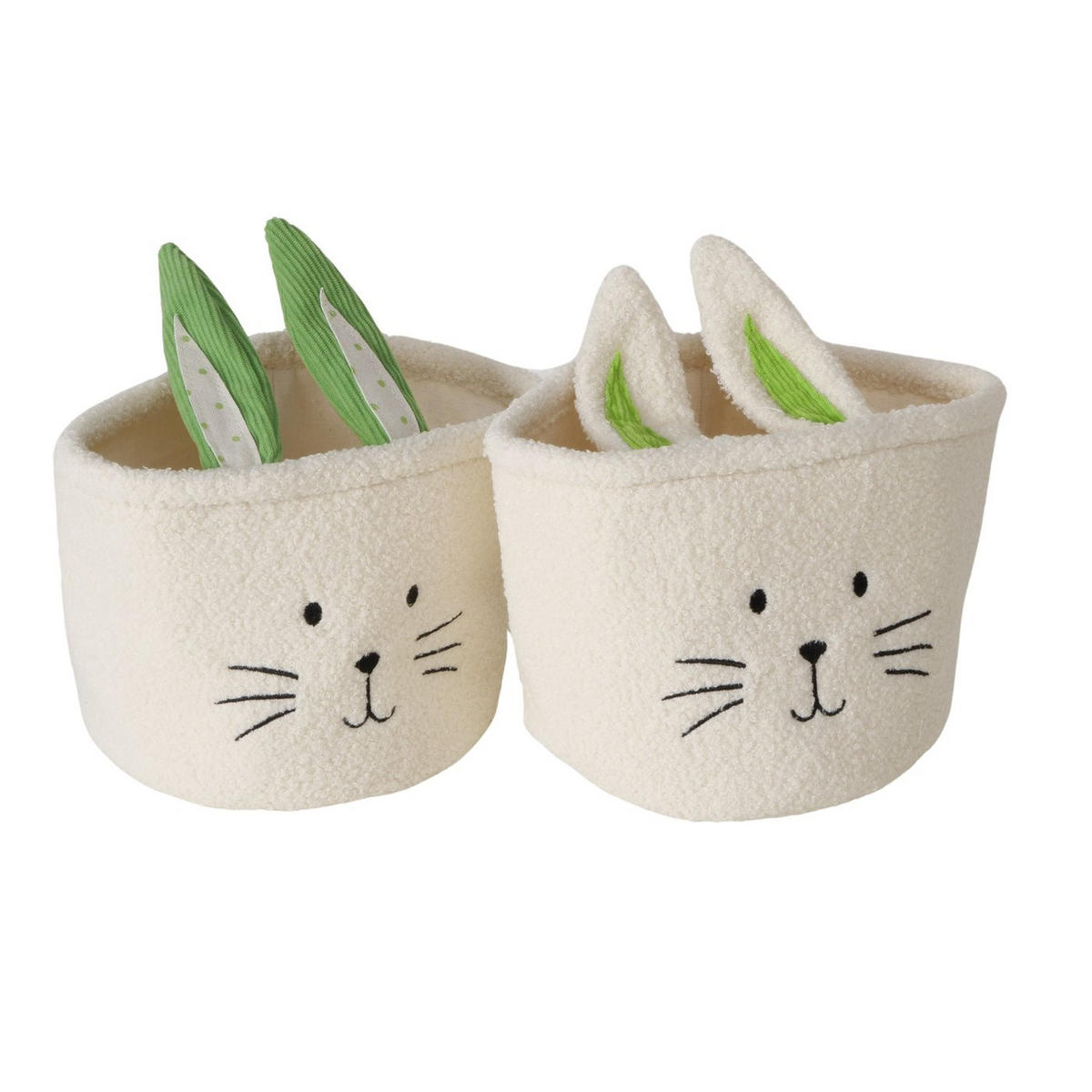 KORB Nikkel mit Hasenmotiv - Beige, Textil (18/27/18cm) - Boltze Home