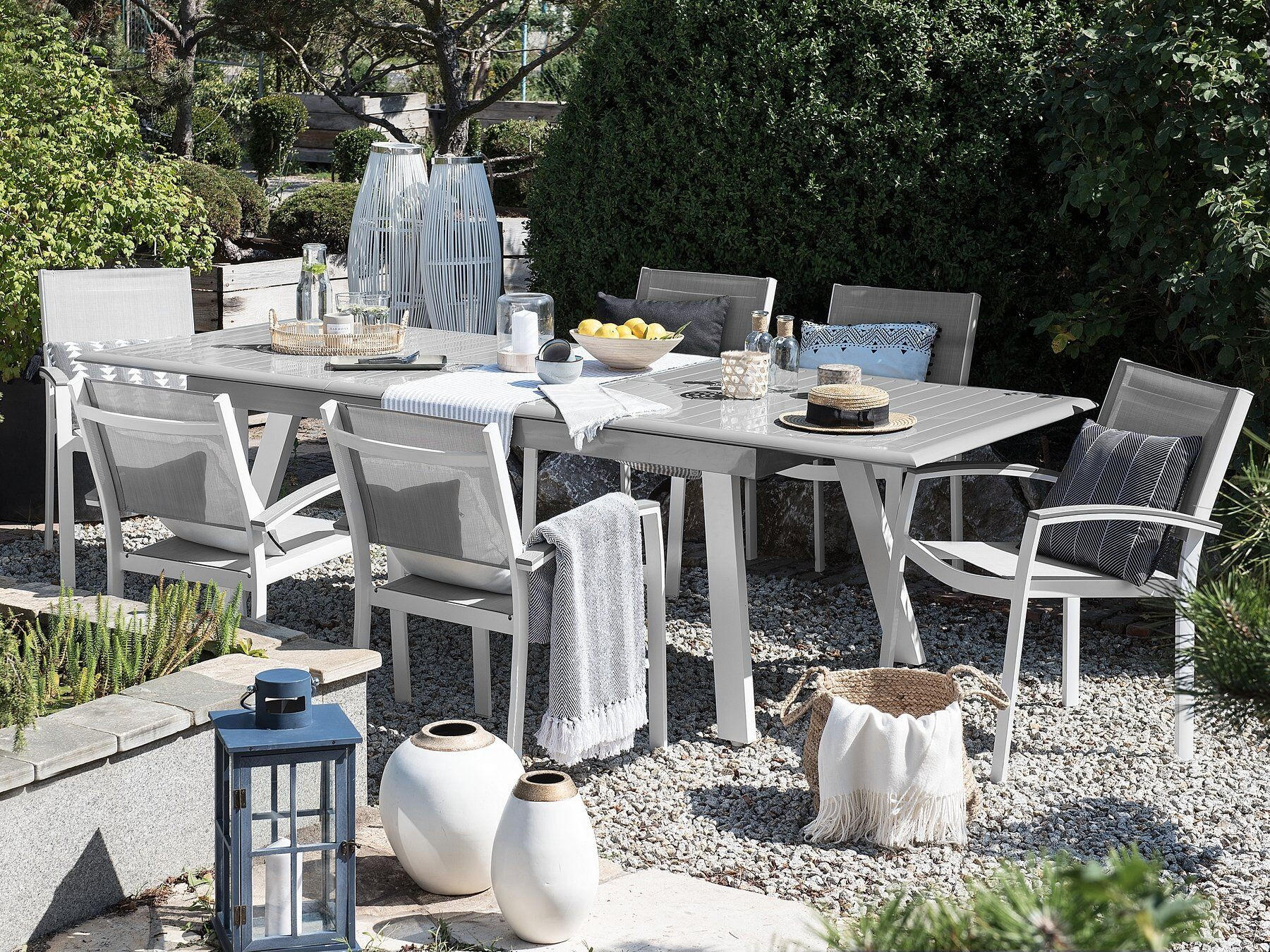 GARTENTISCH grau ausziehbar 175/255/100 cm Pereta - Grau, Metall (255/100/73cm) - Beliani