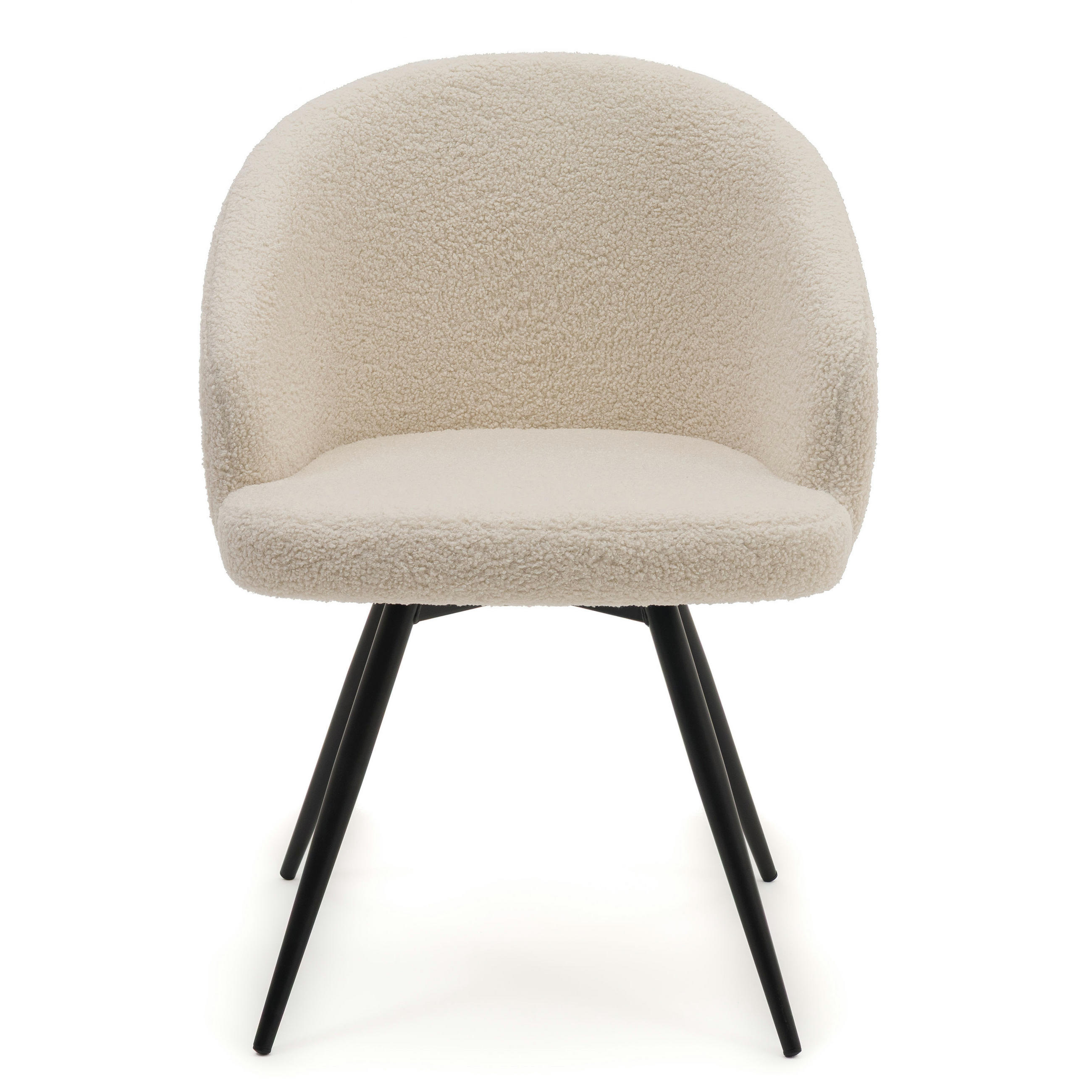 STUHL MODENA drehbar gepolsterter mit Steppung - ecru - Boucle Teddy - Ecru/Schwarz, Textil/Metall (57/80/59cm) - NEW HOME