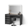 SCHMINKTISCH Imola Anthrazit mit LED-Spiegel und Hocker - Anthrazit, Holzwerkstoff (120/75/55cm) - Livinity®