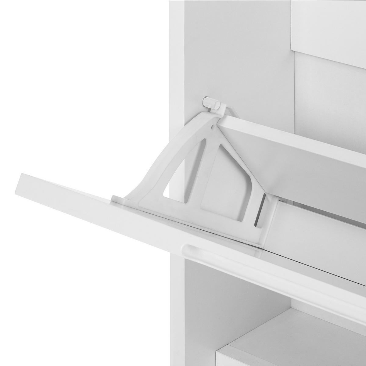 SCHUHKIPPER - MDF - Weiß Hochglanz, Holzwerkstoff (64/197/18cm) - home24