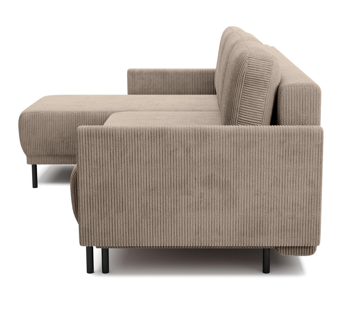 ECKSOFA Hamiel Beige Cordbezug - Beige/Schwarz, Holz/Textil (212/142cm) - Selsey