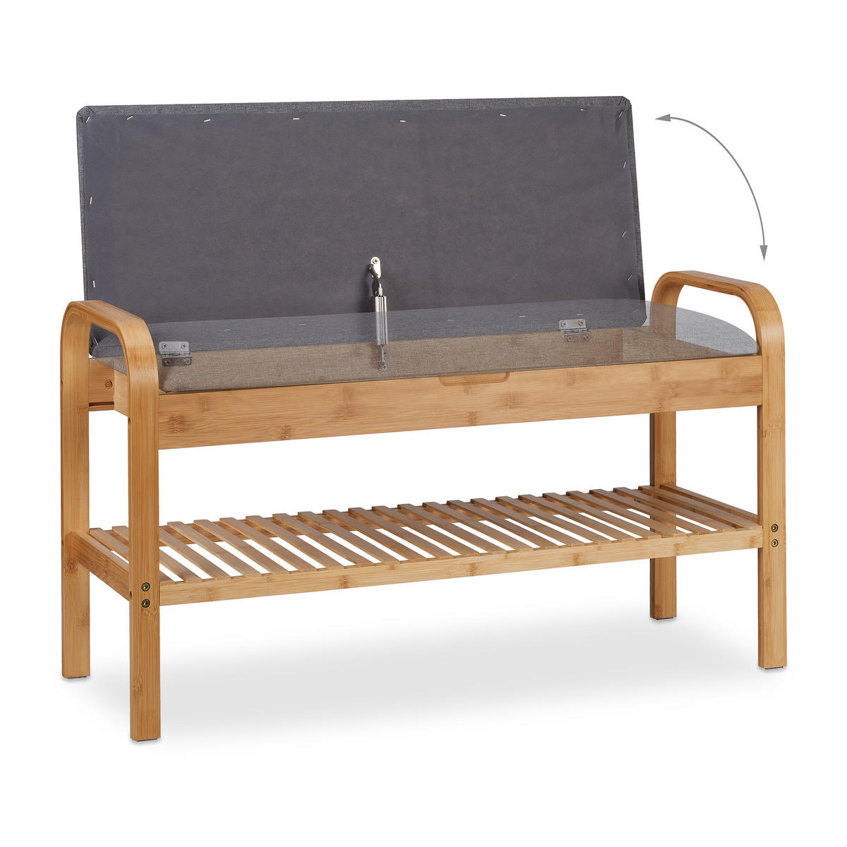 SCHUHBANK - Hellbraun, Holz/Textil (90/50/33cm) - Relaxdays