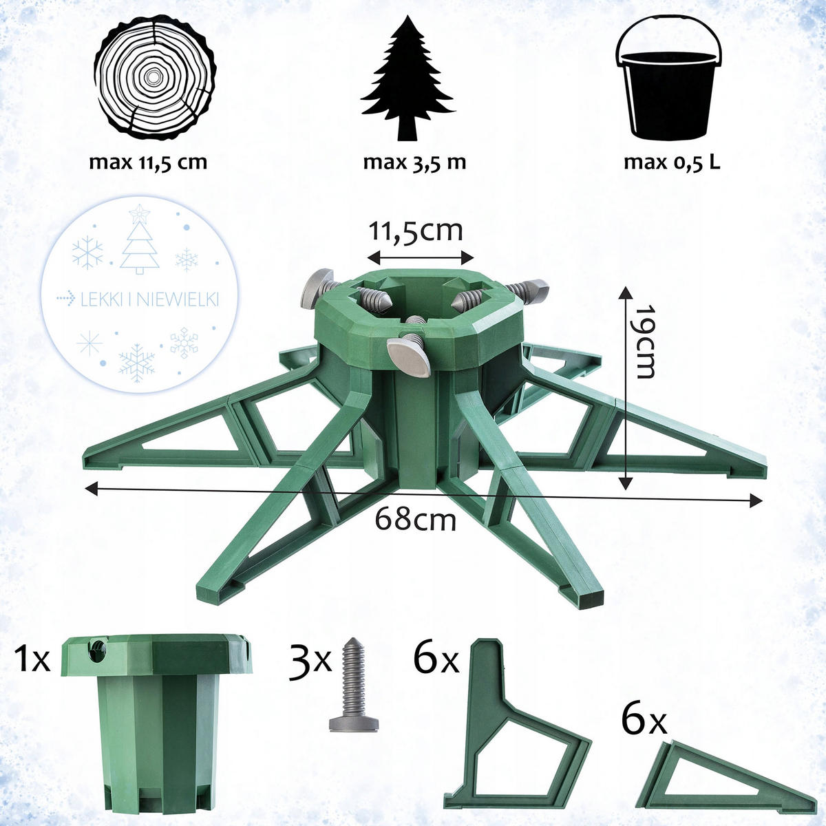KADAX Weihnachtsbaumständer Christbaumständer bis 3,5 m - Grün, Kunststoff (19cm) - KADAX