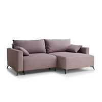 ECKSOFA MIT SCHLAFFUNKTION Leon Lila Samtstoff - Flieder/Schwarz, Holz/Holzwerkstoff (239/148cm) - Maison de Reve