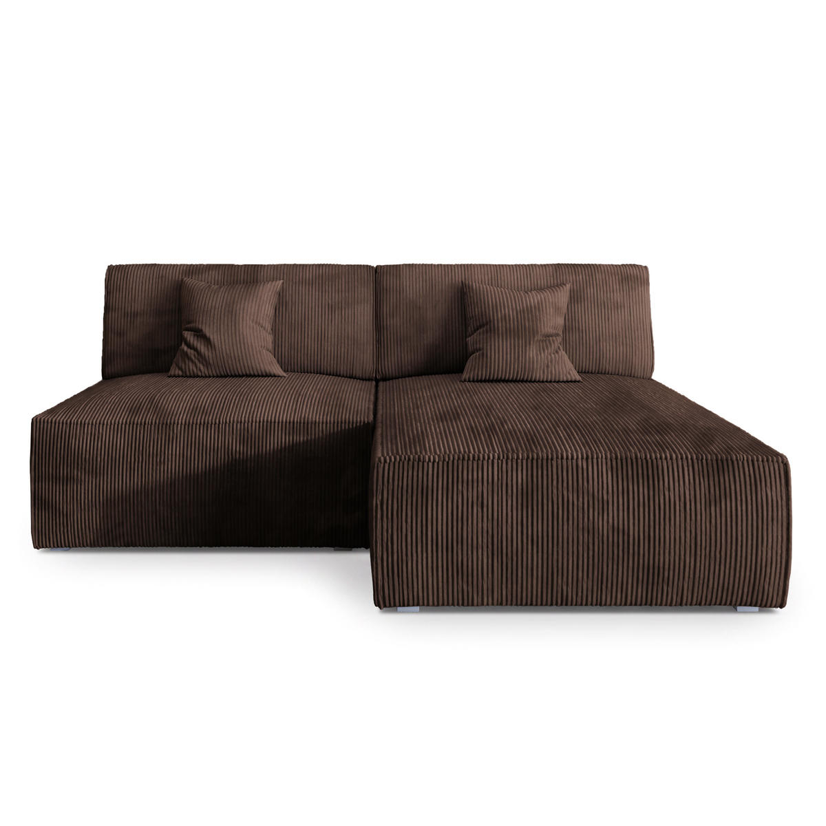 ROHOVÁ SEDAČKA FIORO hnědá - šedá/hnědá, dřevo/textil (204/148cm) - MASSENO