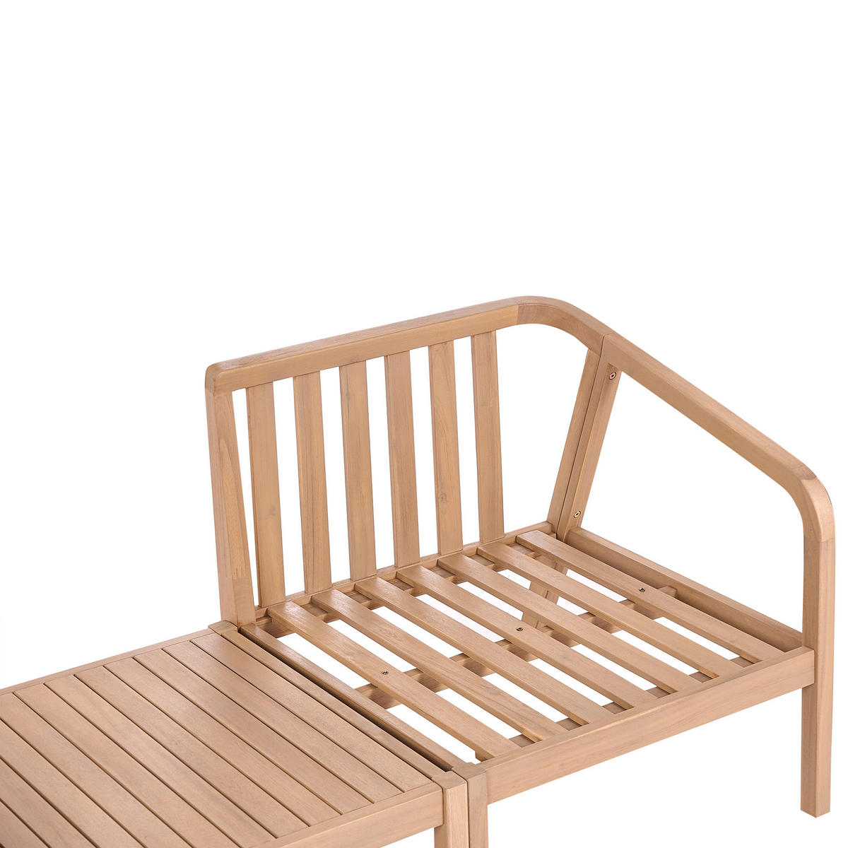 GARTEN Ecksofa mit Tisch 5-Sitzer modular Akazienholz Hellbraun Rivello - Hellbraun/Beige, Holz - Beliani