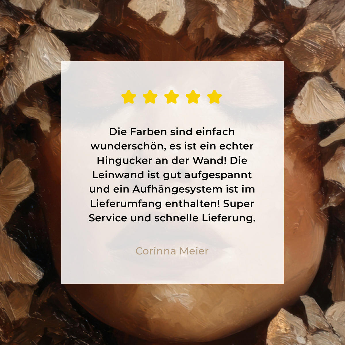 LEINWANDBILD Gesicht - Dame - Blätter - Pinselstriche XXL 150x100 cm - Goldfarben, Textil (150/100cm) - MuchoWow