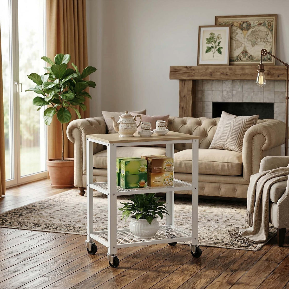 KUHINJSKA omara - bela, kovina/leseni material (40/77.5/40cm) - Relaxdays