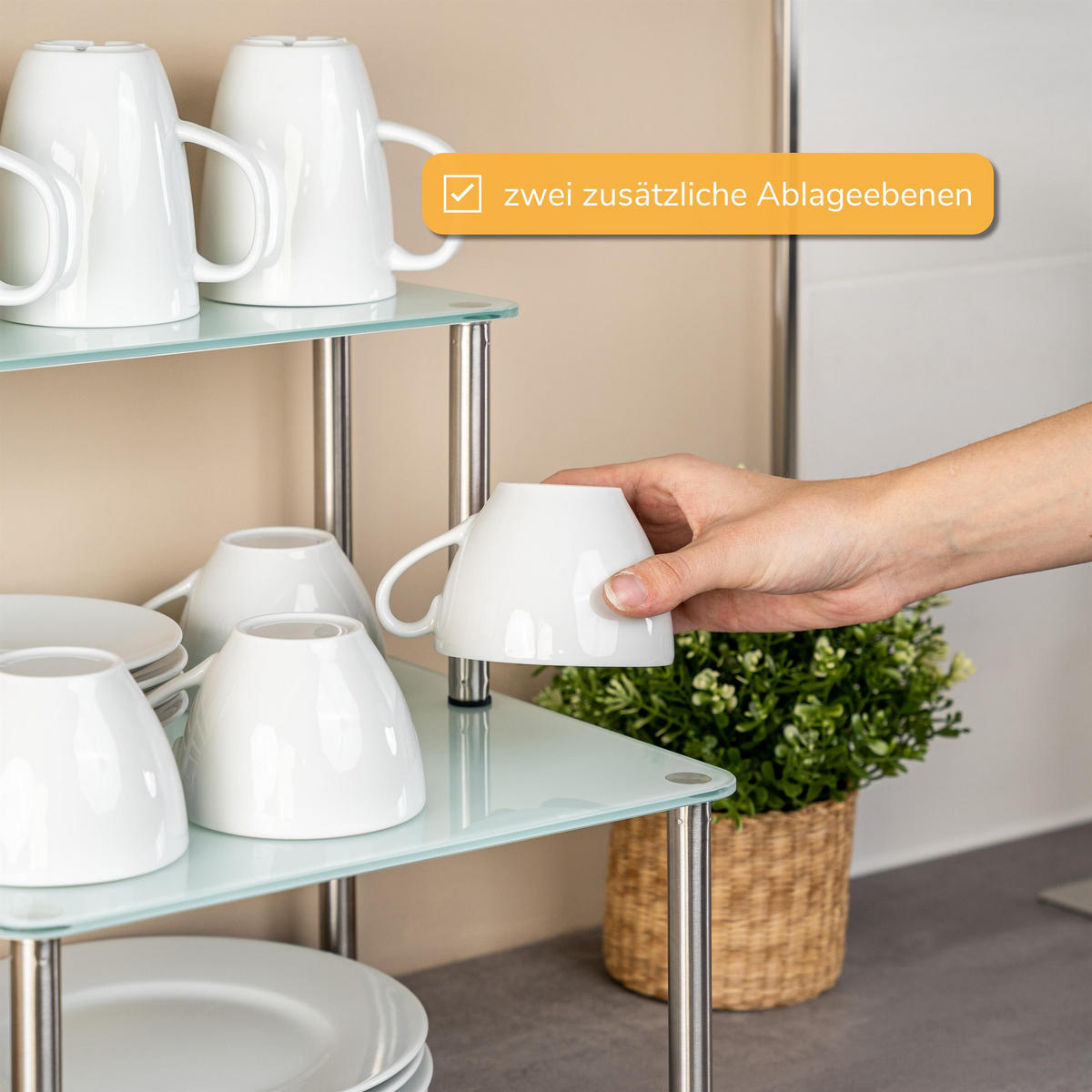GLAS-KÜCHENREGAL weiß - Weiß, Glas (32/33/14cm) - bremermann