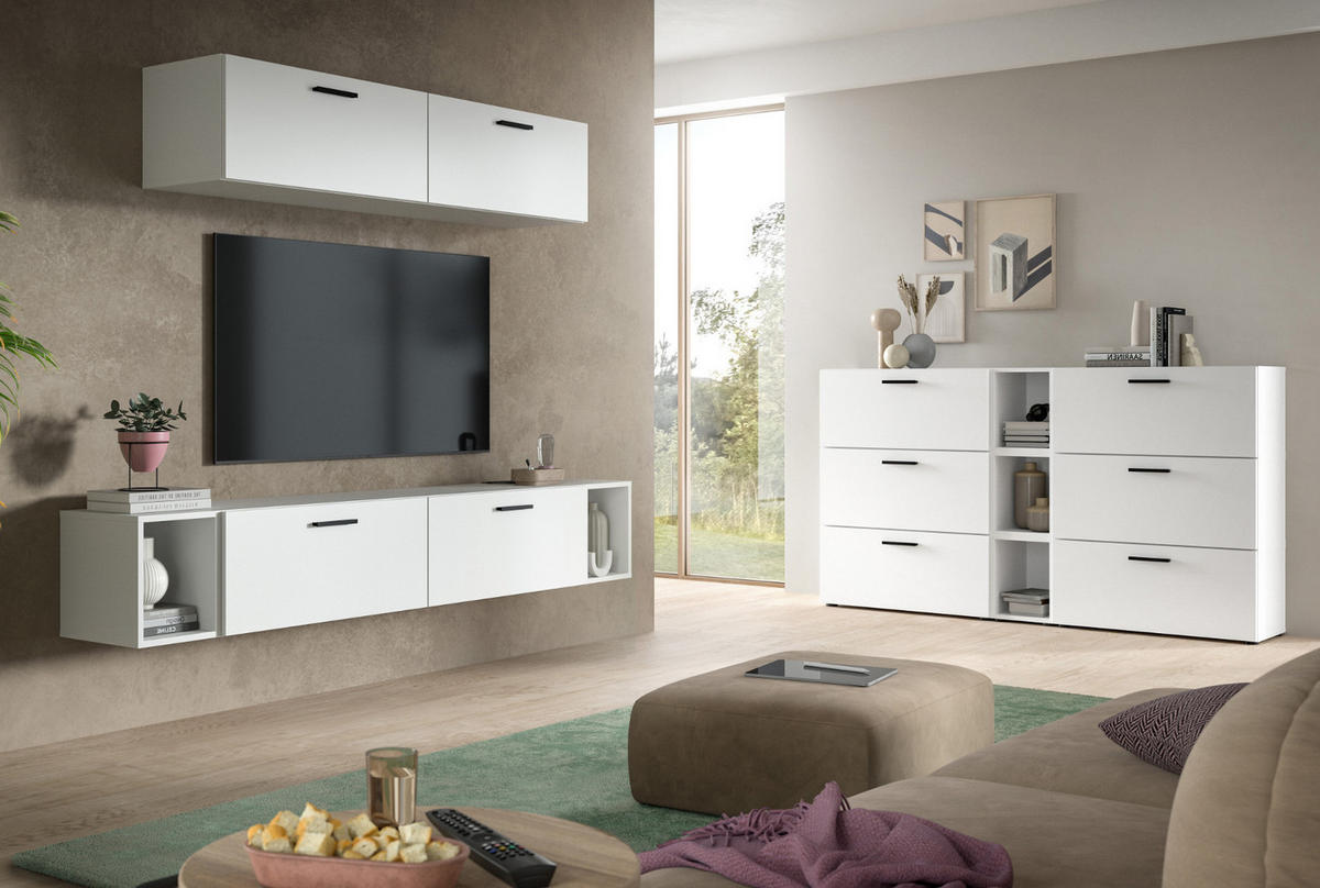 SIDEBOARD weiß 176 cm, Kommode mit Soft-Close - Schwarz/Weiß, Holzwerkstoff/Kunststoff (176/99/34cm) - Inn.Furn