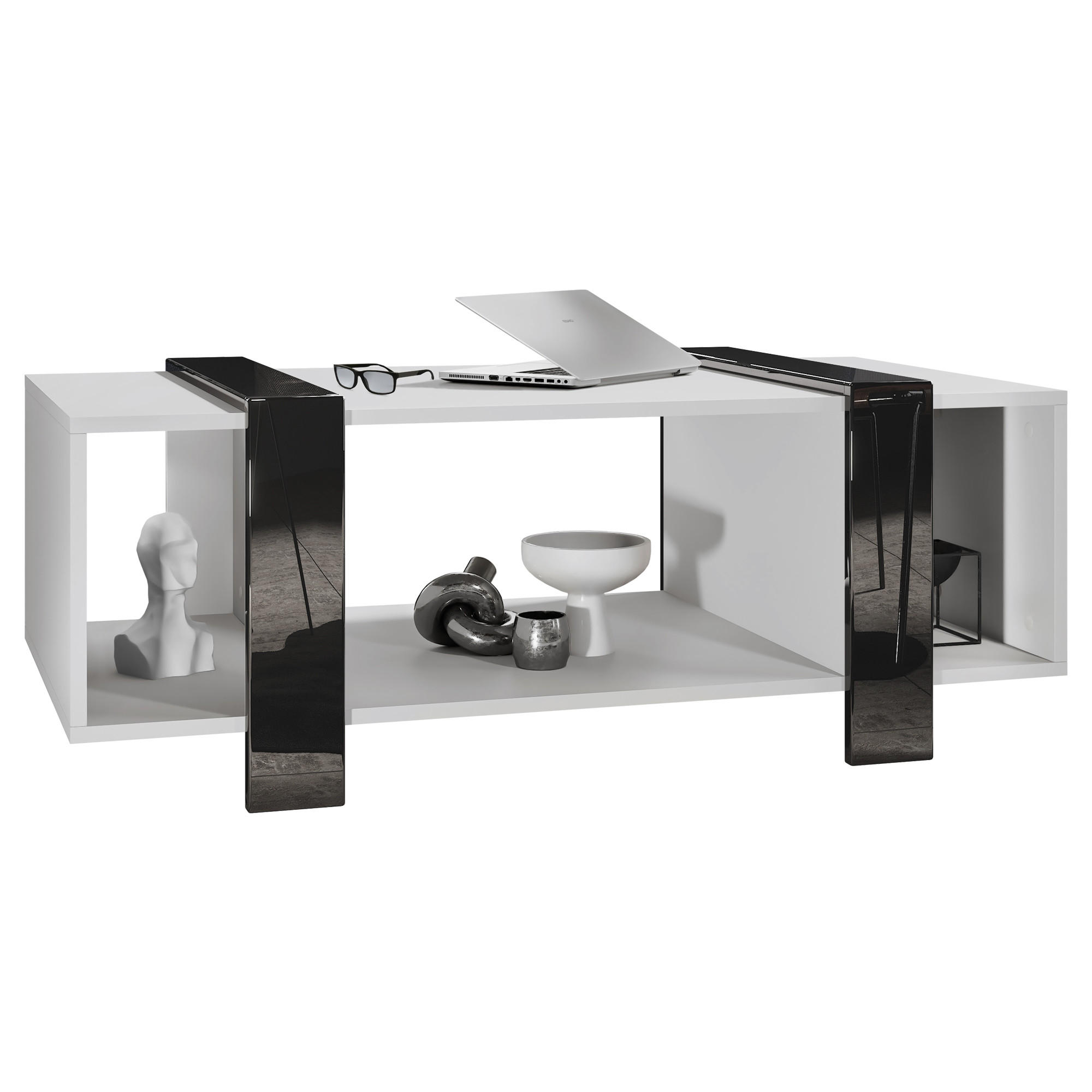 COUCHTISCH Ida Blenden in Schwarz Hochglanz - Schwarz Hochglanz, Holzwerkstoff (56.5/110.5/42cm) - Vladon