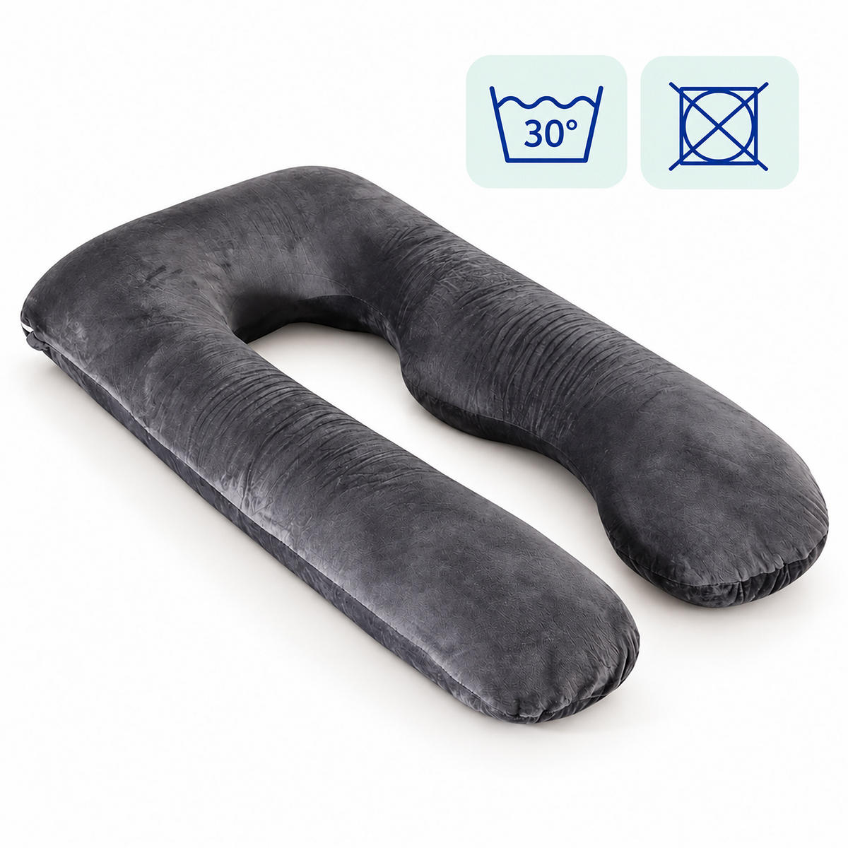 POLŠTÁŘ Antracit těhotenský tvar U sametový potah - antracitová, textil (70/140cm) - Relaxdays