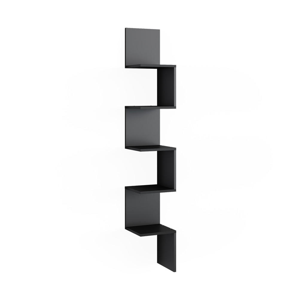 ECKREGAL Paolo Schwarz 28 x 175.4 cm mit 5 Fächern - Schwarz, Holzwerkstoff (28/175.4/28cm) - Vicco