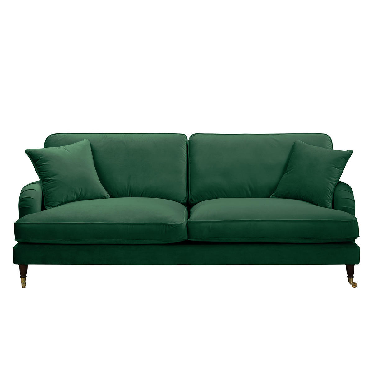 POLSTERGARNITUR (3-2) - Samt - Dunkelgrün, Textil (211/85/96cm) - home24