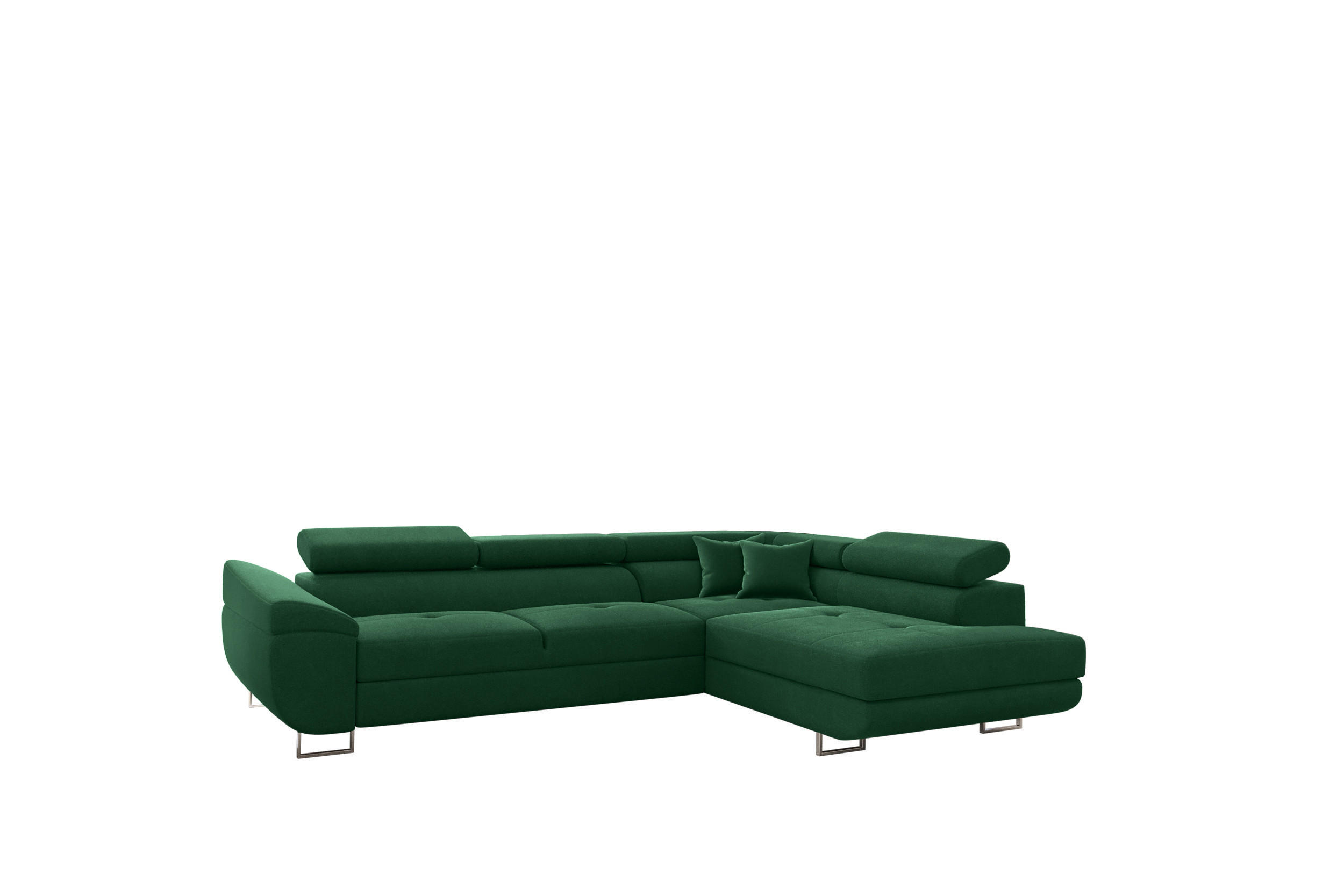 ECKSOFA FALIO L-Form Mit Schlaffunktion Im Modernen Stil Für Das Wohn Und Schlafzimmer Dunkelgrün Rechts - Dunkelgrün, Holz/Textil (275/202cm) - Kaiser Möbel