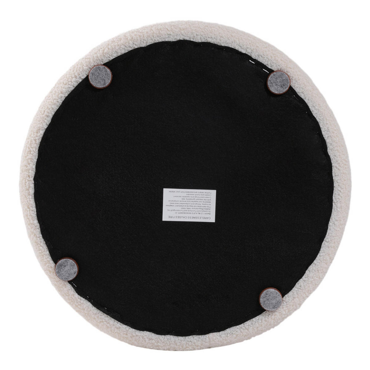 FUSSHOCKER 42/42/46 cm Zylindrisch Teddystoff Weiß - Weiß, Textil (42/46/42cm) - Livingandhome