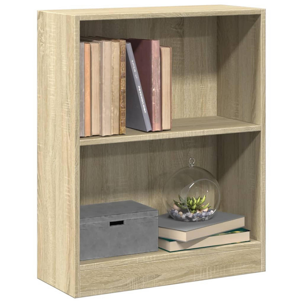 BÜCHERREGAL mit 2 Fächern 60/24/76 cm aus Holzwerkstoff Sonoma-Eiche Dekor - Sonoma Eiche, Holz (60/76/24cm) - vidaXL