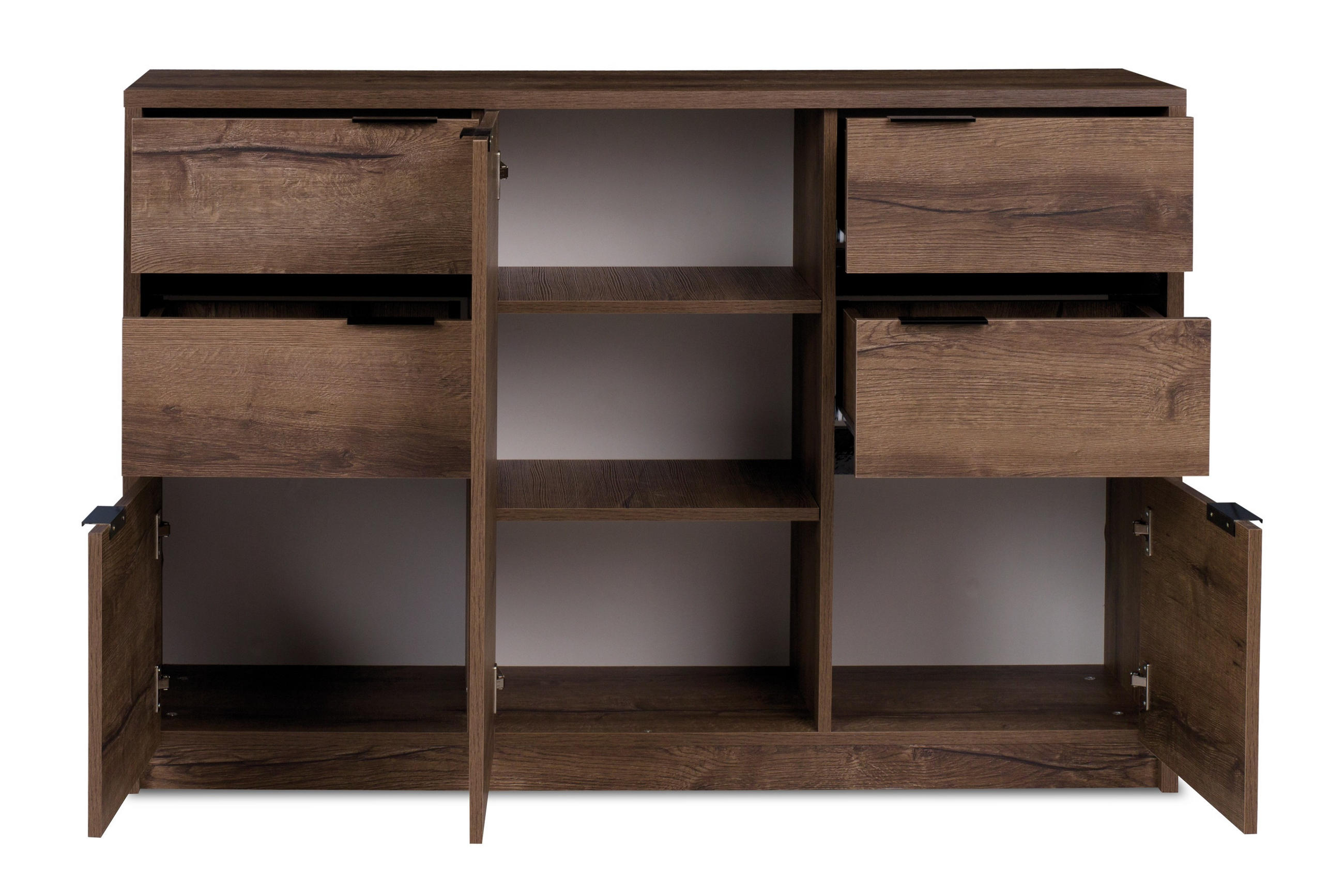 KOMBIKOMMODE MERO mit Türen und Schubladen, braun - Dunkelbraun, Holzwerkstoff (135/90/40cm) - KONSIMO®