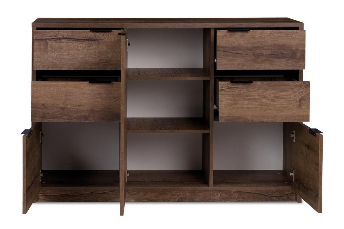 KOMBIKOMMODE MERO mit Türen und Schubladen, braun - Dunkelbraun, Holzwerkstoff (135/90/40cm) - KONSIMO®